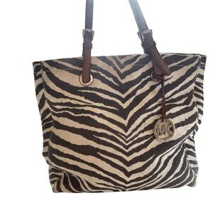 Michael Kors Zebra Pattern Tote - Black and Tan